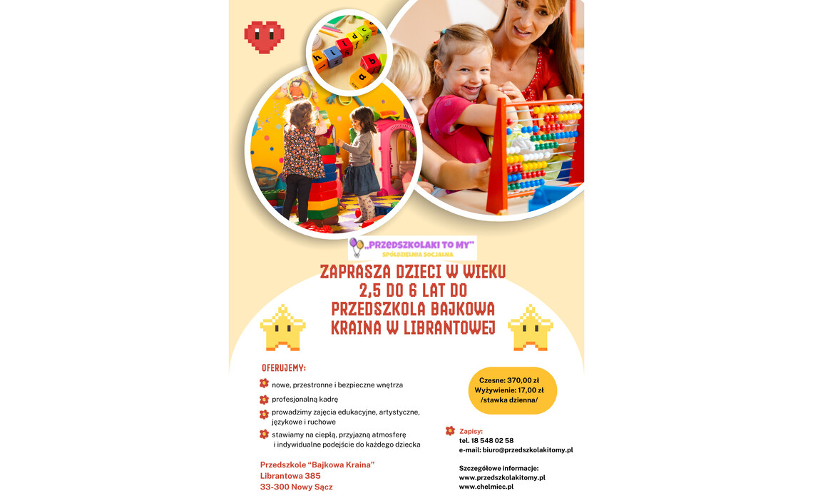 Rekrutacja do przedszkola Bajkowa Kraina w Librantowej